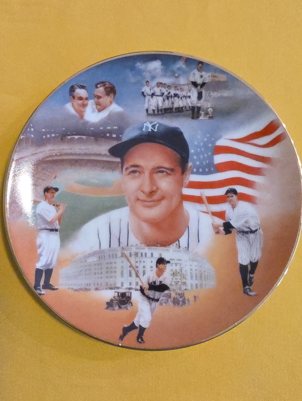 A 1987 Sports Impressions "Lou Gehrig" Mini Collector Plate By Brian Johnson